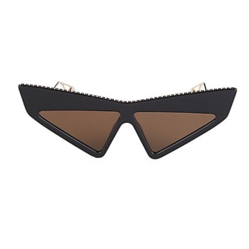 GUCCI Hollywood Forever GG0430S Crystal Mask Black Gold Cateye Sunglasses Kylie - Picture 5 of 8